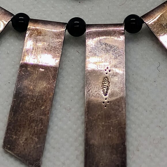 Vtg Tuareg Silver & Onyx African Celebra Necklace Agadez Berber Tribal Collar - Picture 5 of 9